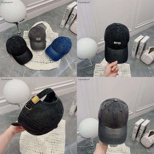 2024 Nuovo berretto da baseball Miu Letter per uomo e donna Lavaggio ad acqua Denim Old Cap Versatile