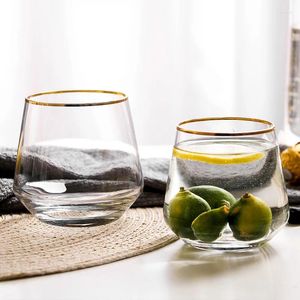 Tumblers Withered Whiskey Cup Haushalt Transparent Gold Rand Kristallglas Diamant Milch Saft Mousse