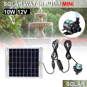 Garden Decorations 10W Mini Solar Water Pump Brushless Panel Fish Pool Kit 12V Decoration Powered Fountain Pond Pum Aquarium 230327 Dhw1V