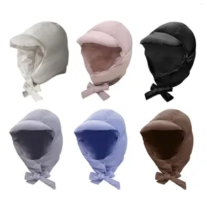 Berets Down Hat With Earflaps Winter Peaked Warm Visor Cap For Camping Biking Snow Sports Motorcycle Hiking
