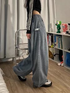 American Baggy Jeans Women Long Pant Wide Leg Hip Pop Clothes Vintage Drawstring Straight Casual Female Street Cargo Pants 240118