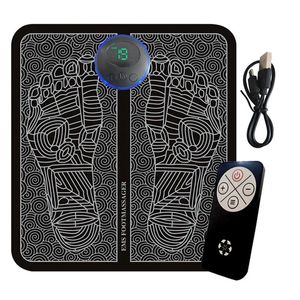 Fjärr Electric EMS Foot Massager Pad Muscle Stimulator Foot Cushion Foldbar Foot Massager Mat 8 Läges 19 Nivåer för fitness 240127