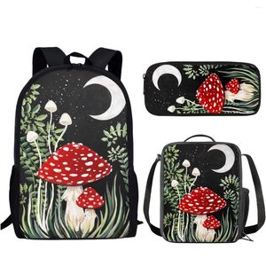 Torby szkolne z powrotem do fantastycznego projektowania grzybów 3PC/set dzieci Casual Fashion Backpack Bookbag dla dzieci dla dzieci chłopcy Mochila