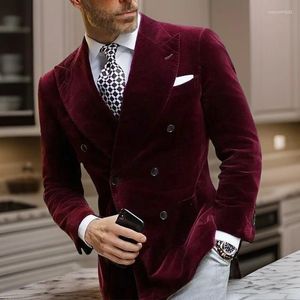 Ternos masculinos duplos de veludo, jaqueta para jantar, estilo italiano, blazer elegante, moda masculina, casaco, casamento, baile, festa