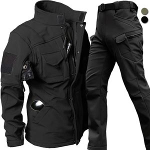 Windproof Waterproof Biker Suit Men Tactical Jacket Pants Sets Winter Shark Skin Military Soft Shell Uniform Warm Fleece Coats 240131