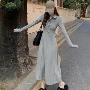 Sukienki swobodne koreańskie szare dzianiny z długim rękawem luźne bluzy harajuku solidne kobiety bluzy sukienki pullovery streetwear vestidos