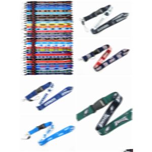 Handy-Riemen Charms Großhandel 10 Stück Fußball-Lanyard Sport-Schlüsselanhänger ID-Kartenhalter abnehmbare Schnalle Lanyards für Frauen M Dh8Wk