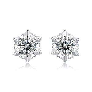 Moissanite 눈송이 스터드 925 실버 패션 보석 귀걸이 Moissanite 발렌타인 파티 매력 귀걸이 여성