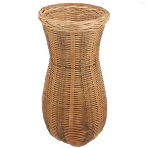 Vase Bamboo Flower Basket Woven Container家庭用アレンジメントVase Office Decor装飾品デスク装飾的な織り