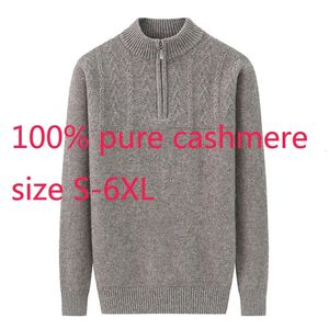 Ankunft 100 shmere Männer Große Zipper Kragen Mock Neck Verdickt Winter Männer Pullover Pullover Hohe Qualität Plus Größe S-6XL240127