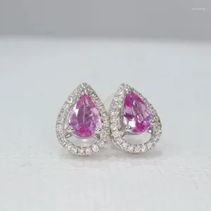 Brincos SFL2024 18K joias de ouro natural 0,73ct Padparadscha rosa safira pedras preciosas diamantes para mulheres