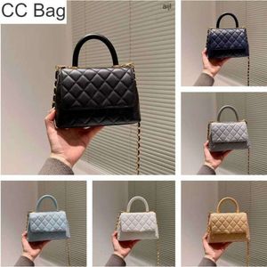 Cc Bag 9a 23ssw Sacos Clássico Mini Flap Caviar Handle Totes Bezerro Couro Real Multi Pochette Gold Metal Hardware Matelasse Chain Crossbody 19cm Agdt