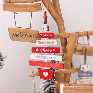 Christmas Decorations Home Decoration Wooden Pendant Hanging Door Hanmade Diy Xmas Tree Party Supplies Drop Delivery Garden Festive Dhqi0