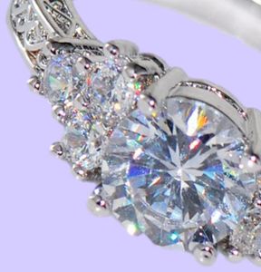 Moda urocze dziewczyny białe okrągły obrączkę luksus 925 Srebrny diamentowy pierścień obiecujący obietnice pierścionki zaręczynowe dla kobiet6365147