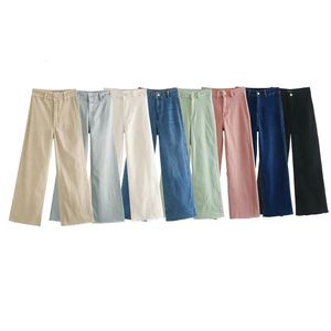 Women's 2023 Fashion Multicolor Elastic High Waist Straight Leg Jeans Vintage Zipper Fly Pocket Worn Denim Pants Mujer 240129