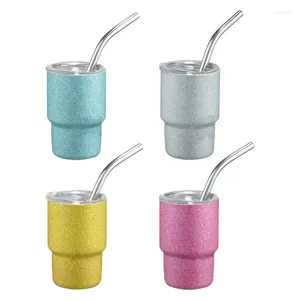 Vattenflaskor 3oz 304 Rostfritt stål Isolerad flaska mini resemugg bärbar dryckware tumbler med halmverktyg