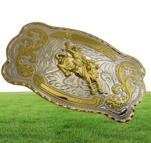 Western Cowboy Belt Wysoka jakość 145102 mm 196G Golden Horse Rider Large Metal S for Men Pas Aessories2753946