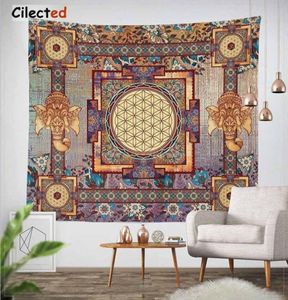 Cilected India Mandala-Wandteppich, Gobelin-Wandteppich, Blumenteppich, Stoff, Polyester, Baumwolle, Hippie-Boho-Tagesdecke, Tischdecken 3400896