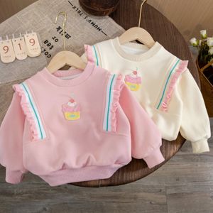 Baby Girls Sweatshirt Kids Cartoon Printed Hoodies Thicken Pullover Spring Autumn 1 till 6 års Childrens Clothes Korean Style 240131