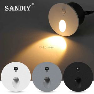 Luci notturne SANDIY Luce per scale a LED Lampada con sensore di movimento Luci notturne rotonde da incasso con scatola da 60 mm per armadio da cucina con balcone YQ240207