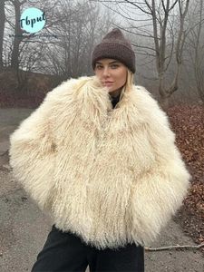 Lady Warm Furry Faux Fur Coat Women Casual Fashion Turn-down Collar Solid Color Long Sleeve Coats Female Flurry Street Overcoat 240125