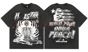 T-shirt Hellstar Rappe T-shirt da uomo donna Rapper lavato grigio pesante Craft unisex manica corta Top High Street Fashion T-shirt da donna retrò Hell Designers Tees Taglia S-2xl