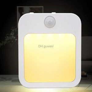 Nattljus TXXCVV Motion Sensor LED Night Lights EU Plug Dimble Light for Baby Bedside Corridor Night Lamp Home Lighting YQ240207