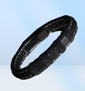 Bangle Fashion Braided Men39s Bracelet Leather Vintage Punk Cord Magnetic Jewelry5053748