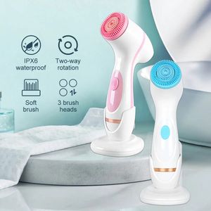 3 I 1 Electric Cleansing Brush Silicone Roterande ansiktsrengöring Deep Cleaning Brush Waterproof Massager 240118