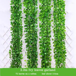 Decorative Flowers 20LED 2M Artificial Plants Green Ivy Fake Leaves Plant Wall Hanging Vine Home Gardan Decoration Wedding Party Wreath