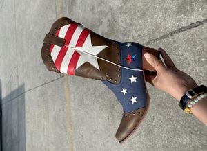 American Flag Women039S Western Boot Classic Designer Midcalf Shoes Embroidery Star