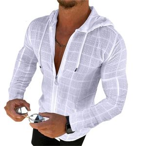 Moda estiva senza maniche, maniche lunghe, felpa con cappuccio, cerniera, maglietta, stampa scozzese casual, punto aperto, protezione solare da spiaggia, abbigliamento 240130