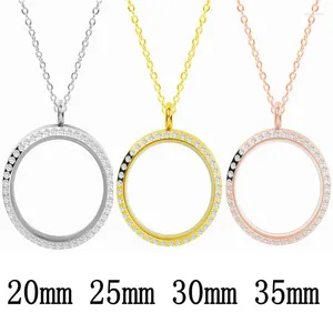 Pendant Necklaces Classic Stainless Steel Rhinetone Glass Floating Locket Waterproof Jewelry Rose Gold Color Necklace For Women Collars Long