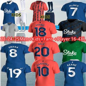 2023 2024 Everton Calvert-Lewin Futebol Jerseys Danjuma Harrison McNeil Mykolenko Doucoure Branthwaite Tarkowski Jovem Gueye Pickford Futebol Homens Crianças Camisa 4XL