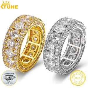 Toppkvalitet 4mm 0,3CT -ringar för män Hip Hop Jewelry Sterling Silver 925 Bling Gold Plated 18K White 240119