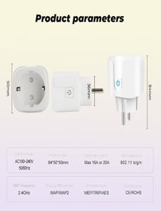 파워 에너지 모니터 16A EU UK 10A US Wi -Fi 스마트 플러그 소켓 어댑터 SmartLife App 음성 제어 작업 Alexa Google Home128476과 함께 작동합니다.