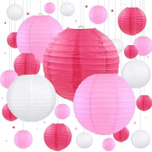 40st Mixed 412 Wedding Decoration Lantern Pink Chinese Paper Lanterns Ball Lampion Hanging Lampshade Party 240127