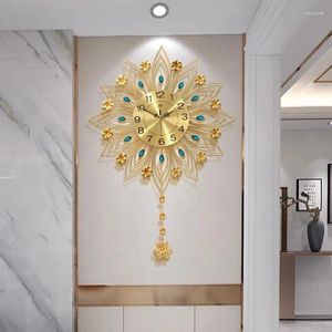Orologi da parete Orologio rotondo alla moda Orologio dorato di lusso elettronico moderno creativo nordico Relojes De Pared Articoli per la decorazione della casa