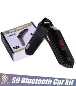 FM -sändare S9 -bil Bluetooth -kit FM -adapter med AUX O Player Bluetooth Handfree med USB Car Charger med Retail Box9115905