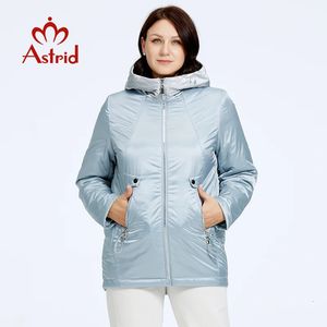 Astrid outono inverno jaqueta feminina longo fino algodão impresso capuz quente acolchoado parka casaco plus size roupas femininas em outwear 240131