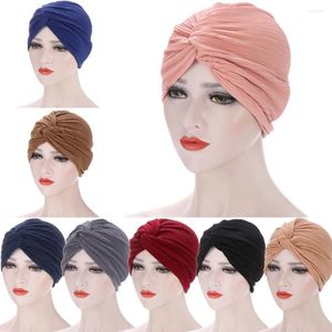 Ethnic Clothing Twist Knot Muslim Women Hijab Chemo Cap Bonnet Inner Hat Turban Cancer Hair Loss Beanies Solid Color Headwrap Scarf