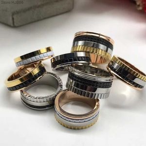 6j90 Luxus-Schmuck-Band-Ringe Hohe Version v Golden Treasure Homes Zeit kommt Männer Frauen Paar Paare Temperament Trend Keramik Wide und Narrow Edition Ring NSHZ