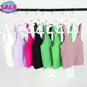 LLu2024 Sutiã feminino para ioga alinhar regata verão anel de aço em forma de U livre almofada interna no peito feminino fitness sem mangas fitness yoga moda top