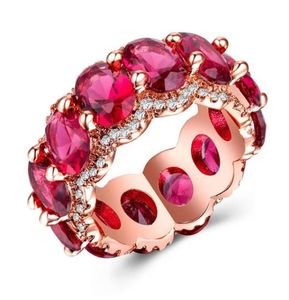 Fashion Cubic Zirconia Rose Gold Kolor CZ Purple Blue Red Crystal Pierścienie dla kobiet dziewczęta matka prezent upuszcza biżuterię24182457800051