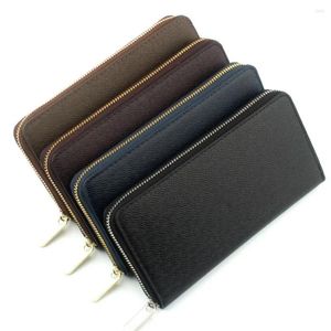 Wallets Luxury Women's Long Wallet Cross Pattern Men's Fashion Zipper 60017 Japanese Money Clip High Quality Designer Style