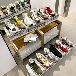 Casual Trainer Sport Sport Sneakers High Edition unisex okrągłe palce pu podele but cielę koronki z płaską buty kobiety luksusowe projektanci Fabryczne obuwie z pudełkiem