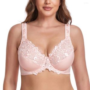 Bras 2024 Women Plus Size Lace Bra Large Cup Minimizer Non-Padded Underwire Lingerie Underwear Top B C D E F G H