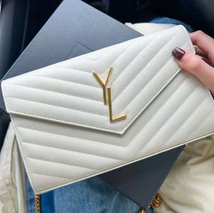 Classic Genuine Leather WOC Designer envelope Evening bags high quality Clutch Womens handbag Luxury Cross Body Bag caviar quilted lady Tote men chain Shoulder