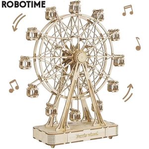 Robotime Rolife 232PCS回転可能なDIY 3Dフェリスホイール木製モデルビルディングブロックキットアセンブリアダルトアダルトTGN01 240123