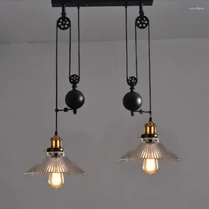 ペンダントランプキッチンライズフォールライトプーリーレトロスタイルブラックと照明ハンギングランプ